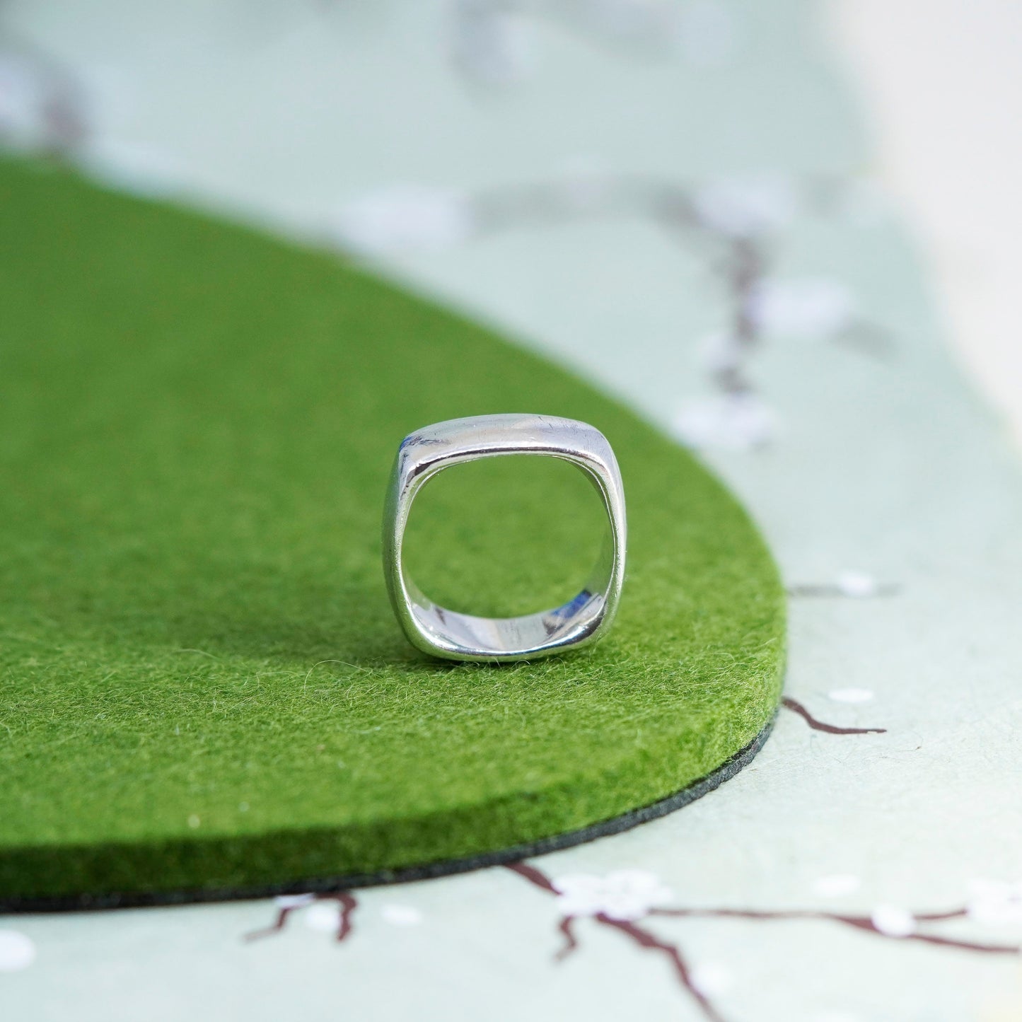 Size 9, Vintage Shube sterling silver handmade ring, 925 square band