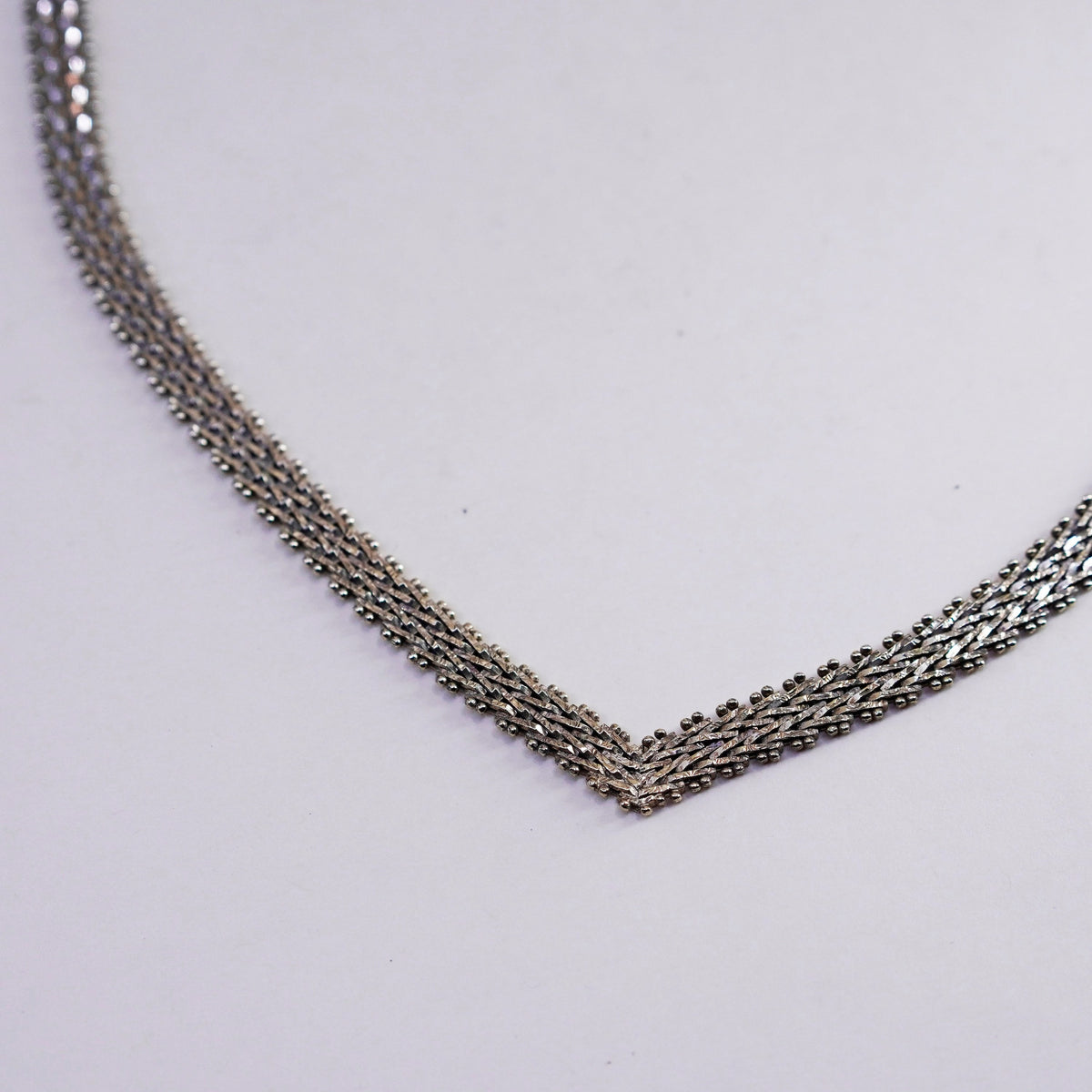 16”, Vintage vermeil gold over sterling silver Riccio link chain V 925 necklace