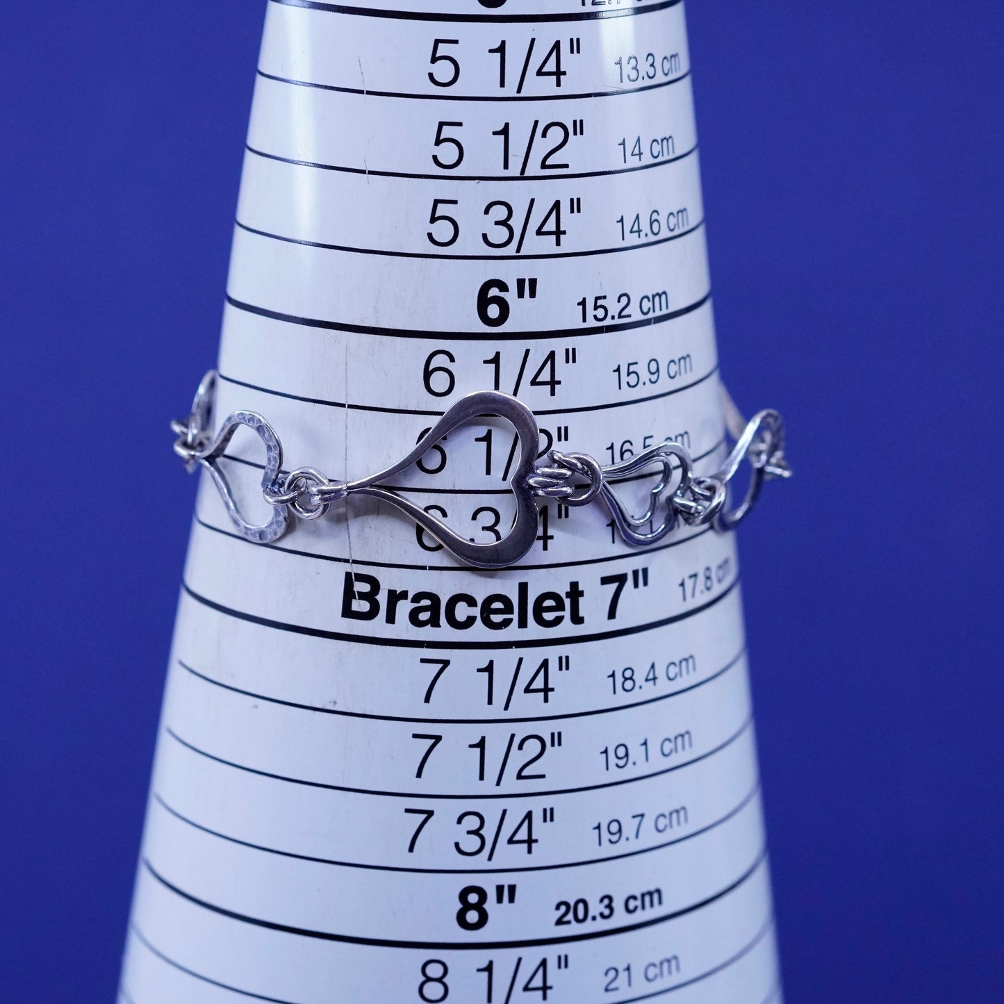 6.75”, SILPADA B1701 Hammered Sterling 925 Silver SPREAD LOVE Heart Bracelet