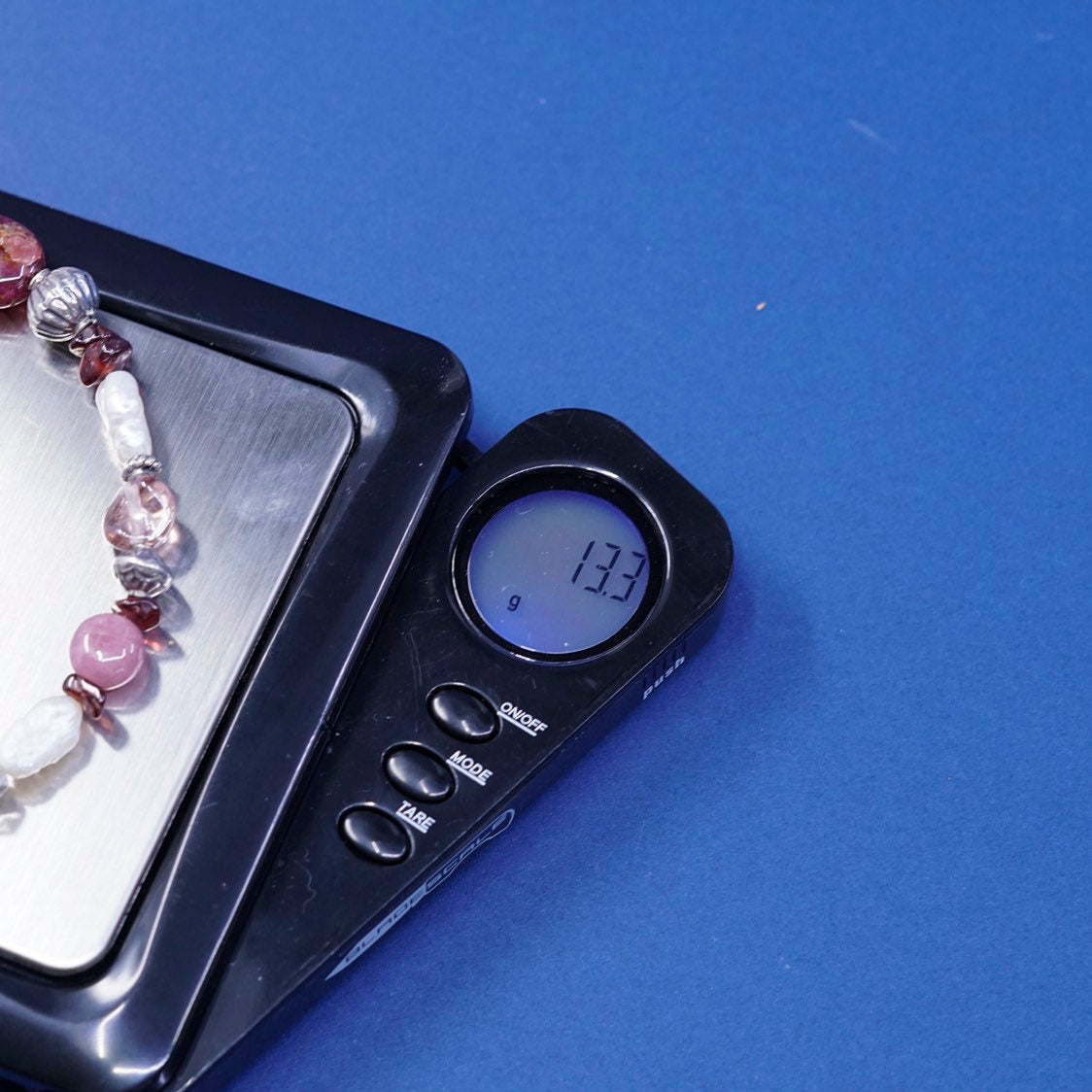 7", sterling 925 silver handmade bracelet, pearl w/ pink quartz beads