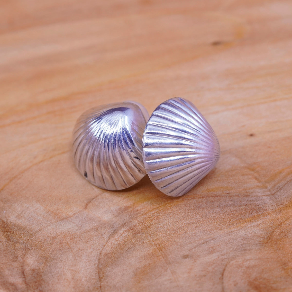 Vintage Sterling silver handmade earrings, 925 shell studs