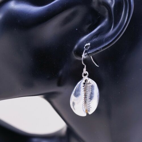 Vtg handmade Sterling 925 Silver Shell Casted earrings, Silver Tested