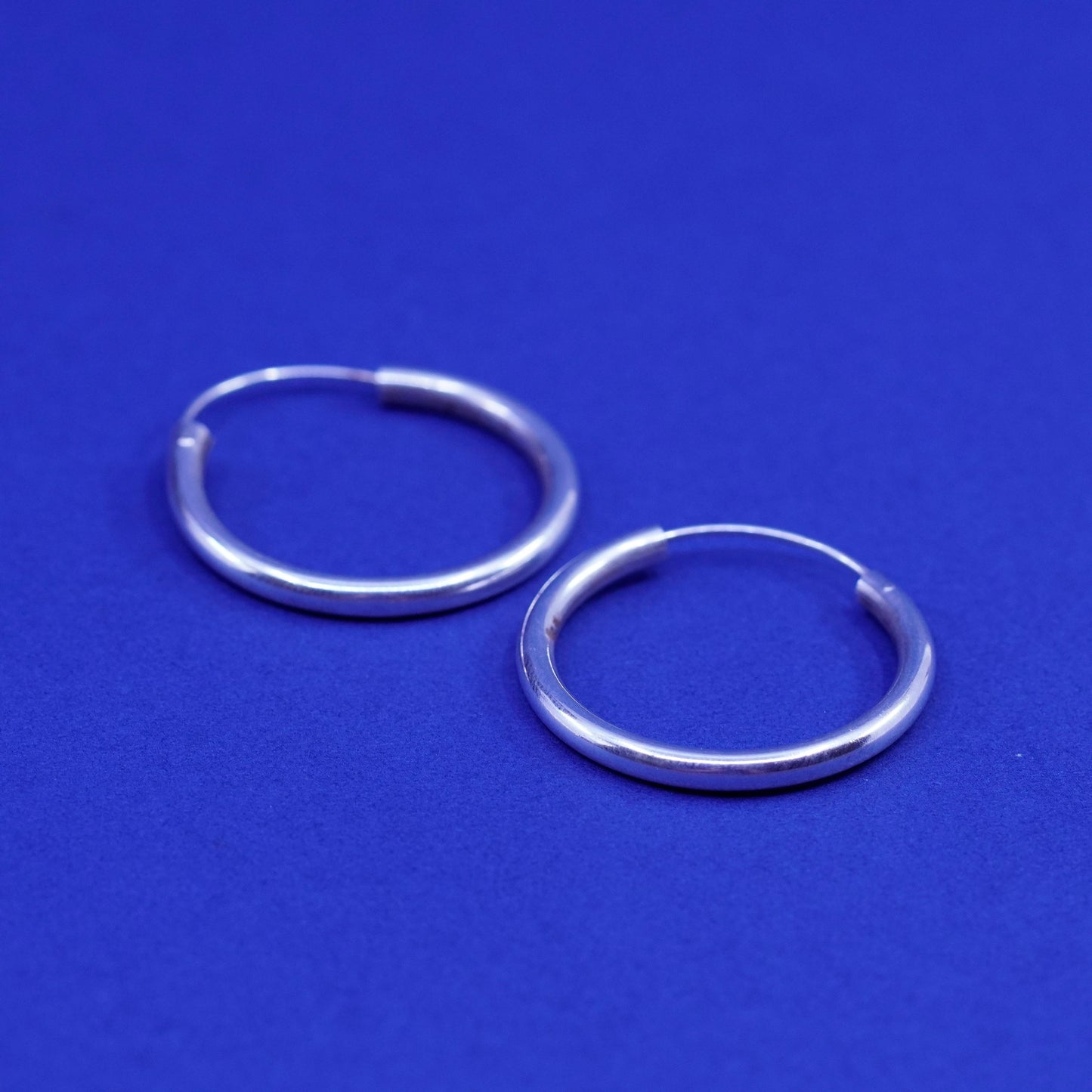 1”, vintage Sterling silver handmade earrings, bold 925 hoops