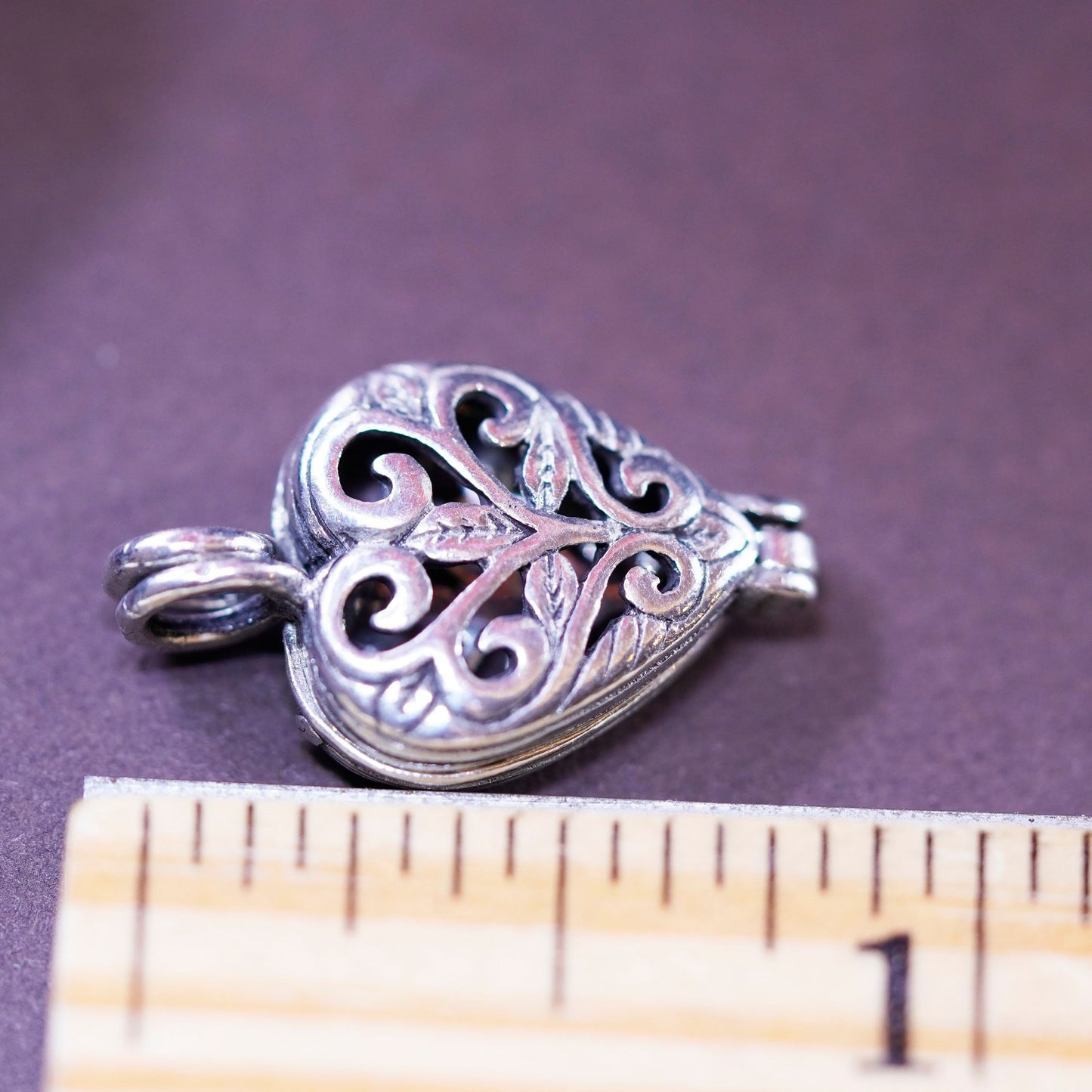 Vintage Sterling silver handmade pendant, filigree 925 photo locket