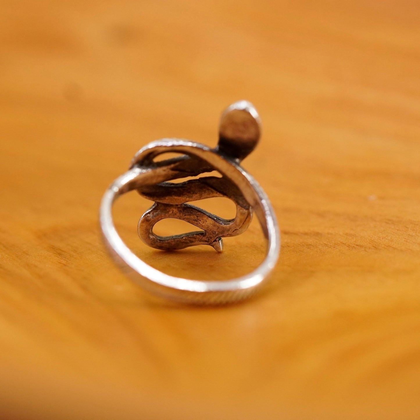 Size 5, vintage Sterling silver handmade ring, 925 snake band