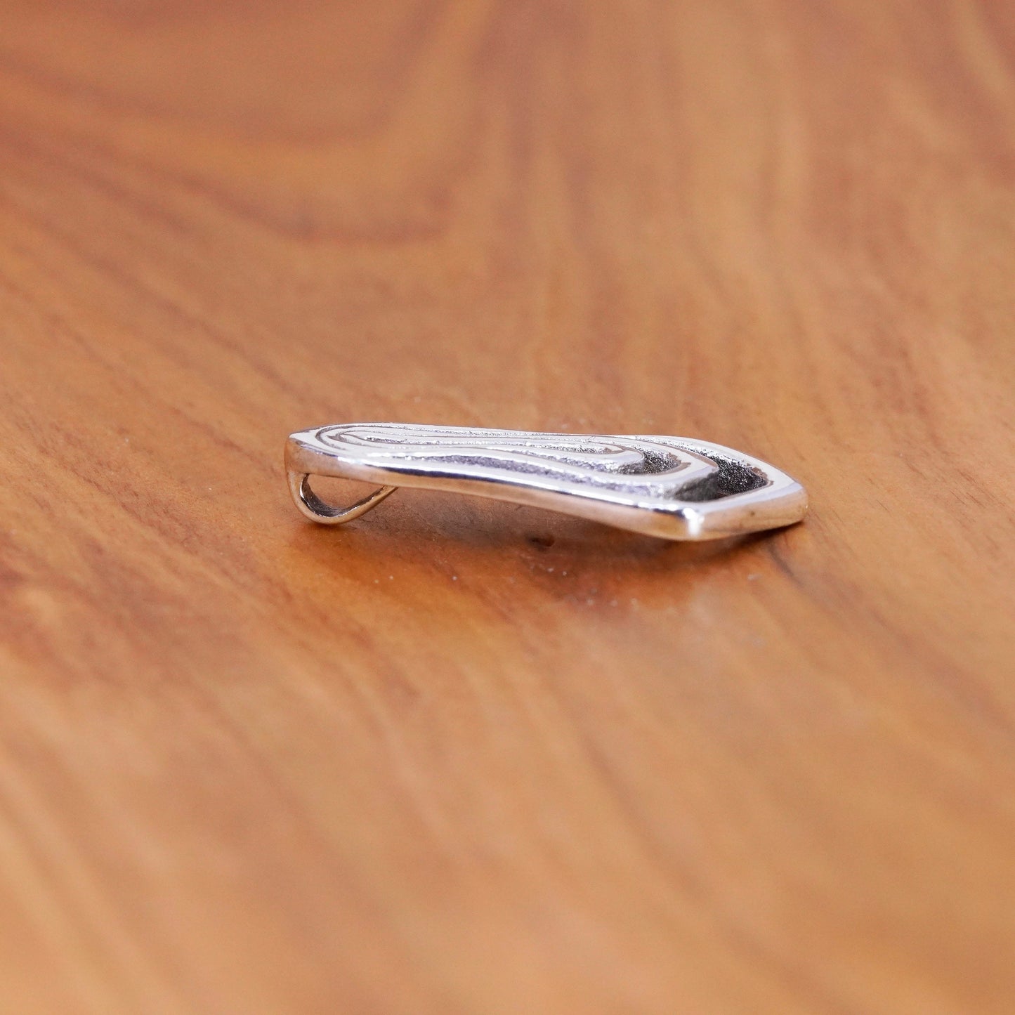 Vintage modern sterling silver handmade pendant, 925 lines
