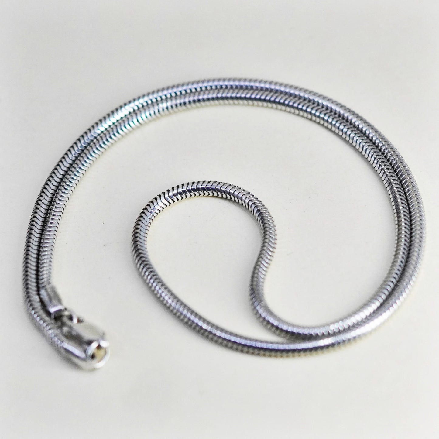 16”, 2mm, Vintage sterling silver square snake chain, Italy 925 necklace