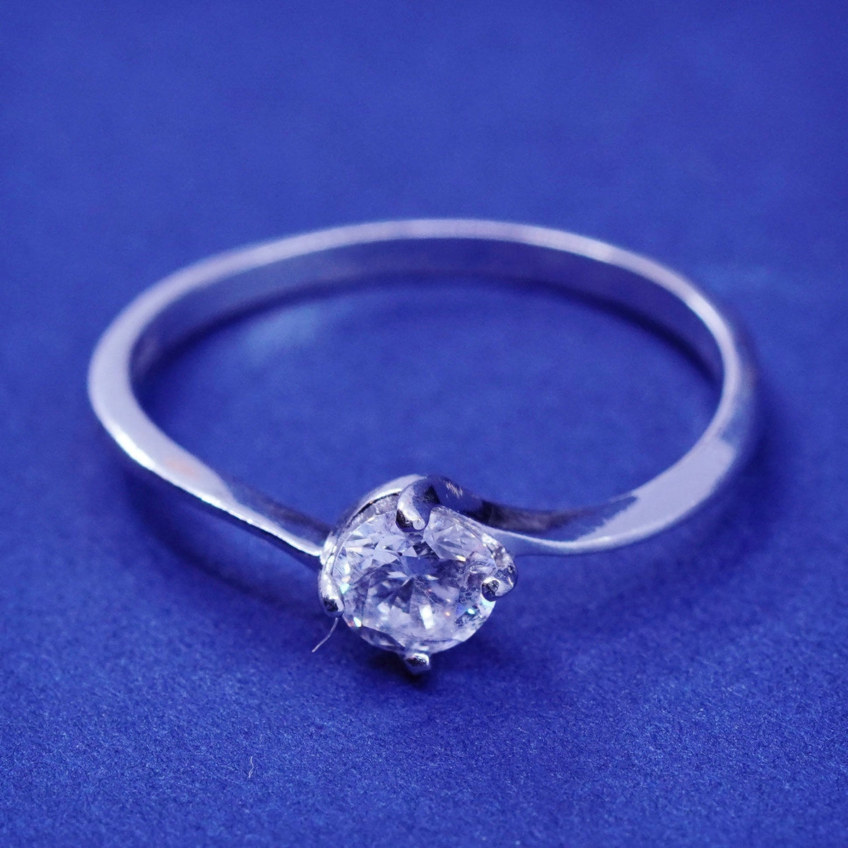 Size 8, vintage Sterling silver handmade ring, 925 engagement ring with cz