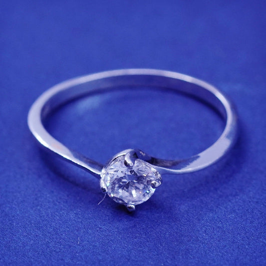Size 8, vintage Sterling silver handmade ring, 925 engagement ring with cz