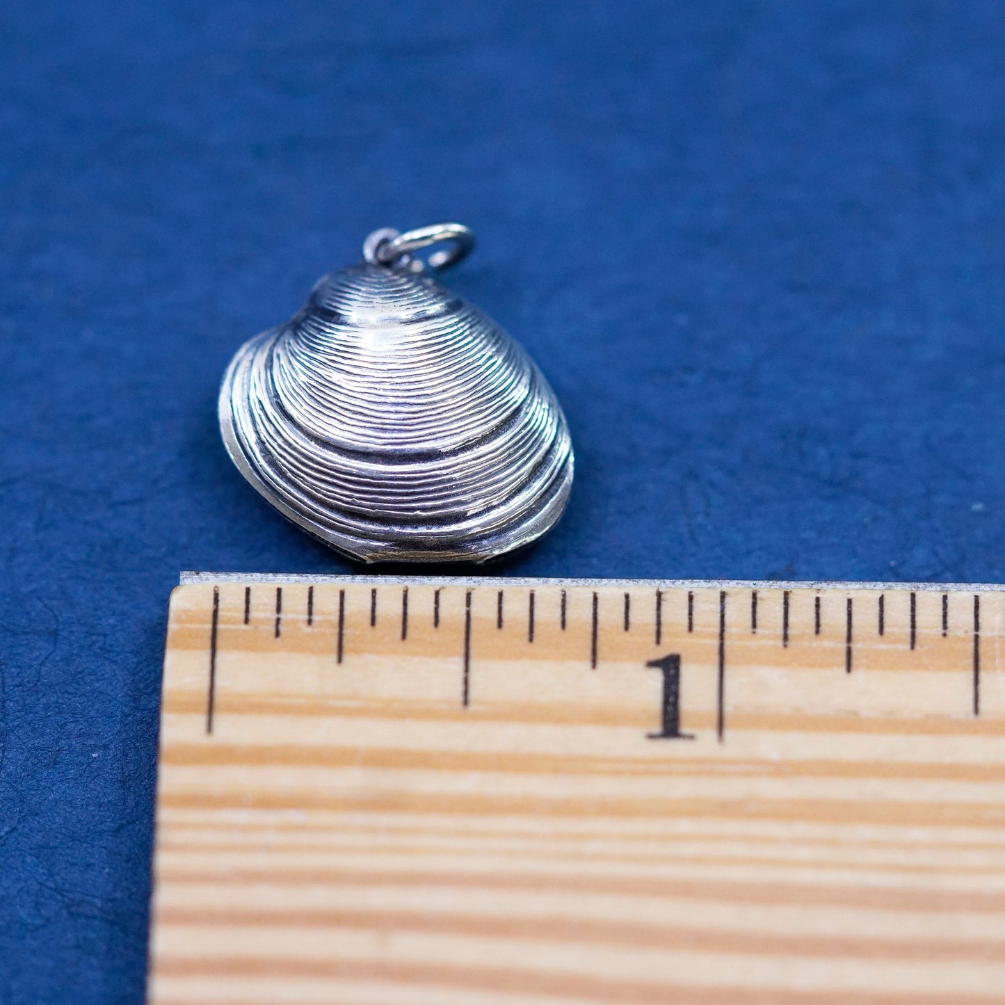 Vintage Sterling silver handmade pendant, shell charm