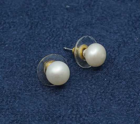 6mm, Sterling silver with pearl studs earrings, stamped 925