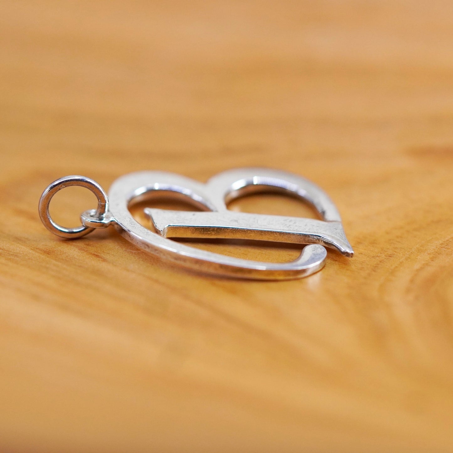 Vintage Sterling silver handmade pendant, 925 initial letter B
