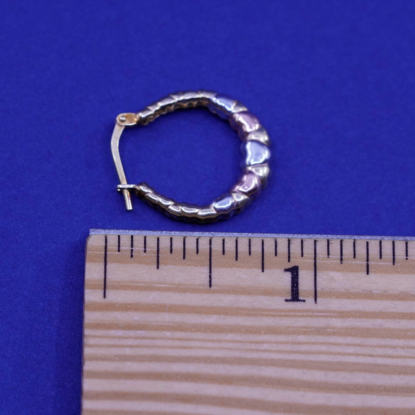 0.75”, vintage Jordan vermeil gold Sterling 925 silver handmade hoop earrings