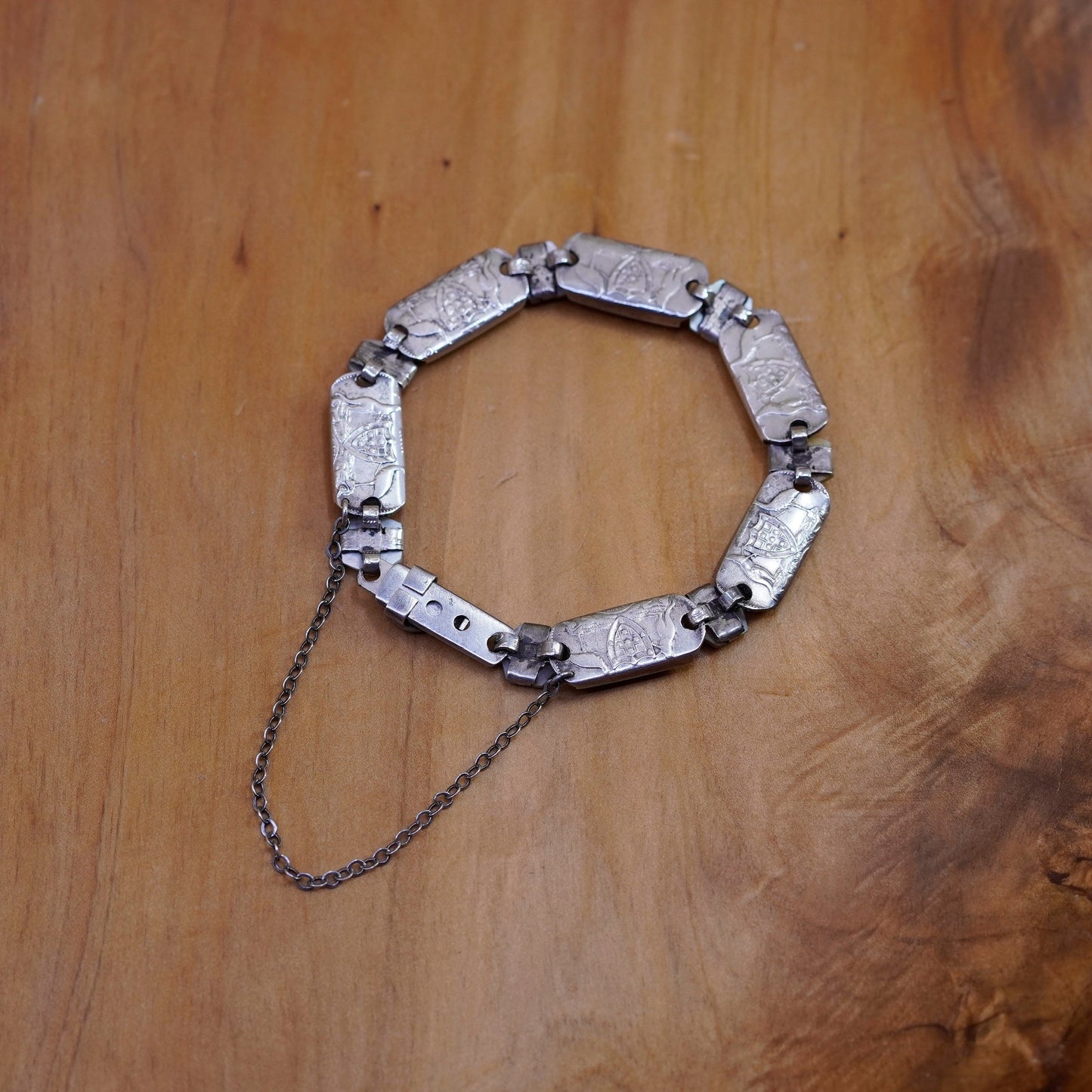 6.5”, vintage jewelry Sterling 925 silver tennis bracelet with mother of pearl