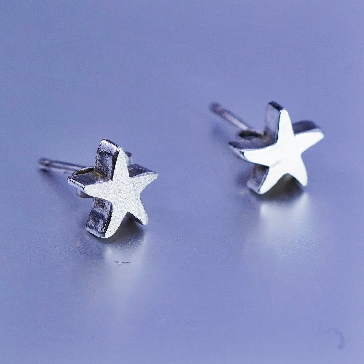 Vintage Italy Sterling 925 silver handmade star earrings, studs
