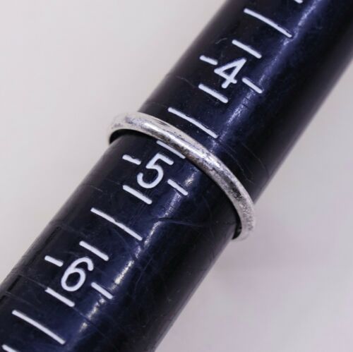Sz 4.75, Vtg Sterling Silver Handmade Ring, 925 Silver Band W Malachite Inlay