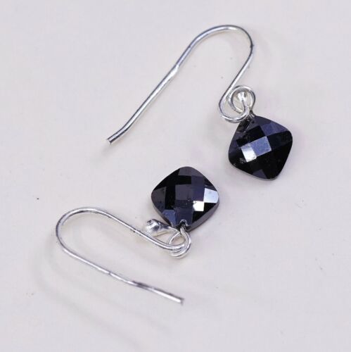 Vtg Sterling silver Handmade earrings w/ Swarovski Crystal Beads, Stamped 925