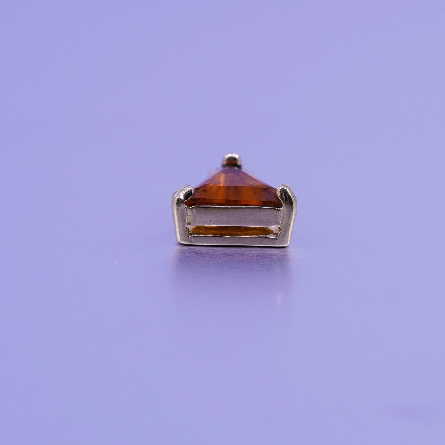 antique vermeil gold over sterling 925 silver handmade pendant triangular amber