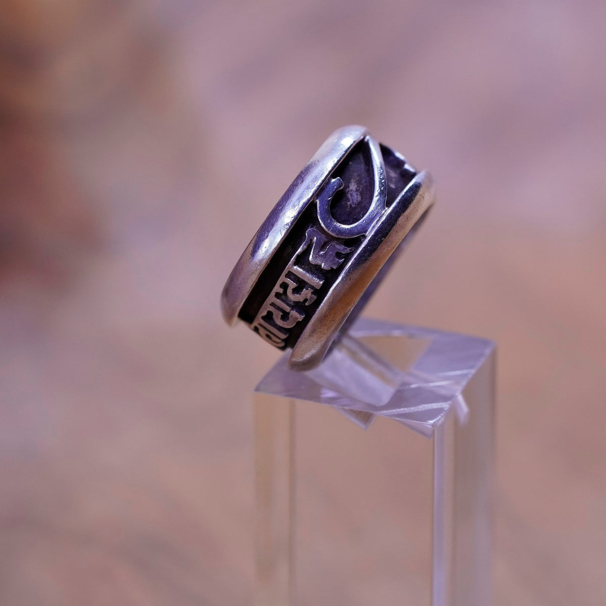 Size 7.5, vintage Sterling silver handmade ring, 925 textured band