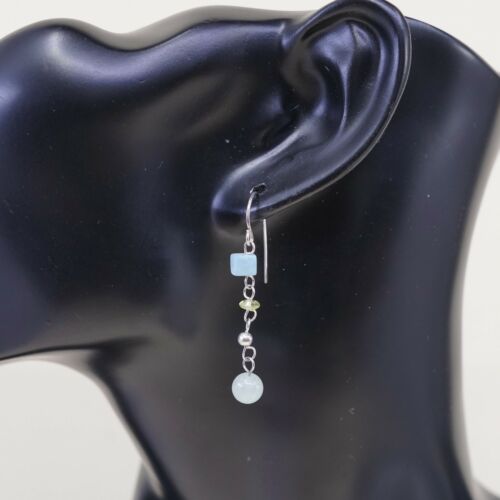 Amazing handmade Sterling 925 Silver earrings, 925 Turquoise And Jade Dangle