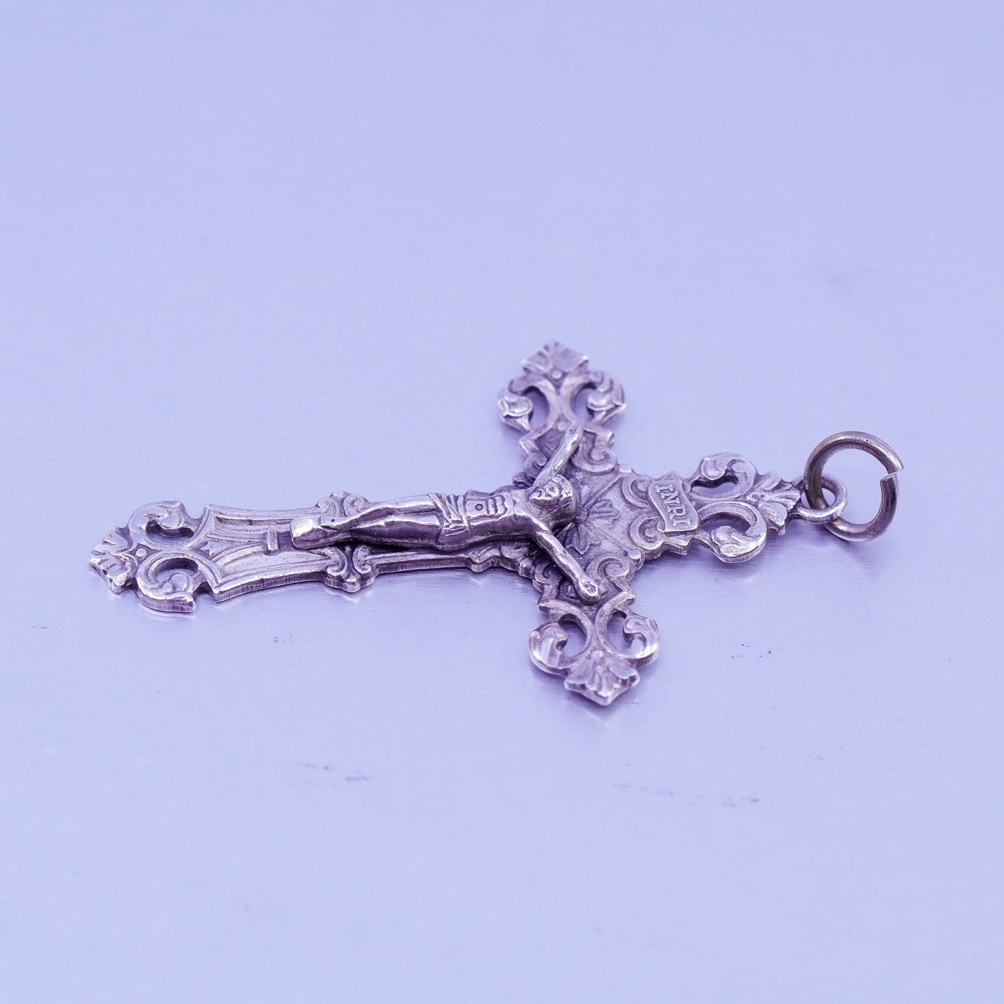 Vintage sterling 925 silver handmade Jesus cross pendant