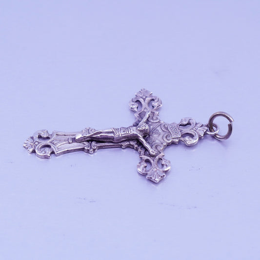 Vintage sterling 925 silver handmade Jesus cross pendant