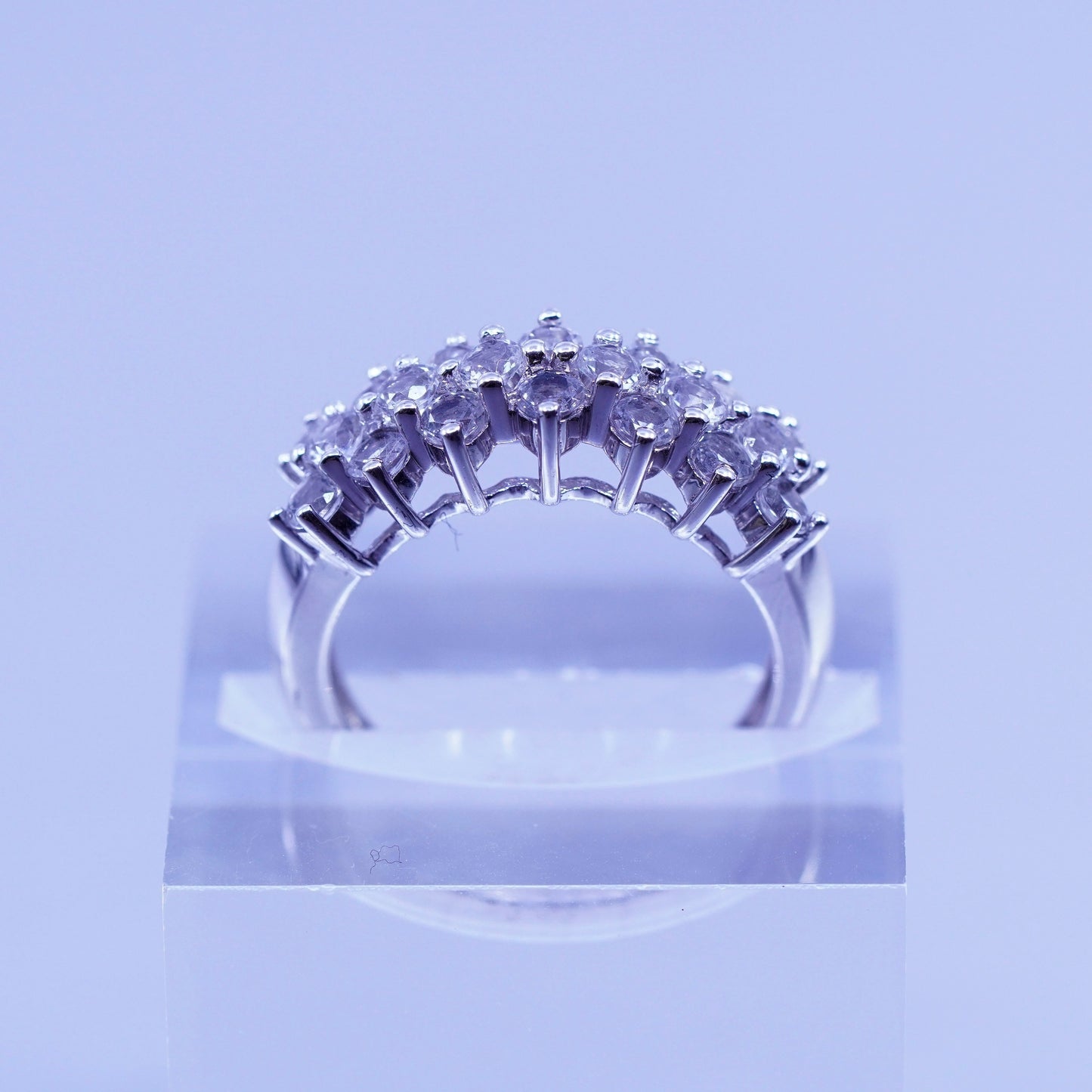 Size 8, vintage P4 SR (silver Palladium Gold Platinum) ring with cluster Cz