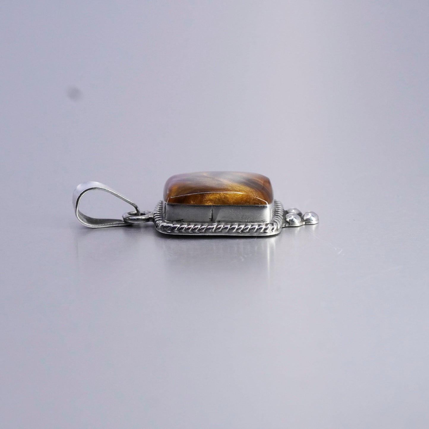 antique sterling 925 silver handmade pendant with glittering goldstone