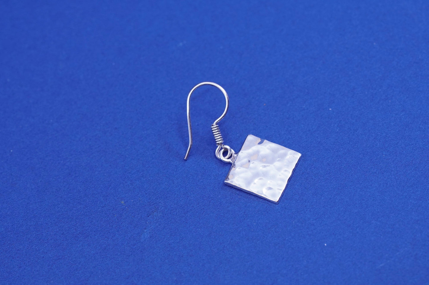 Vintage Sterling Silver handmade Earrings. 925 hammered tag dangles
