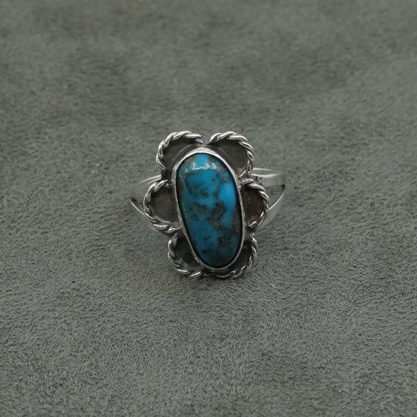 sz 9.75, vtg Native American Sterling silver handmade ring, 925 w/ turquoise