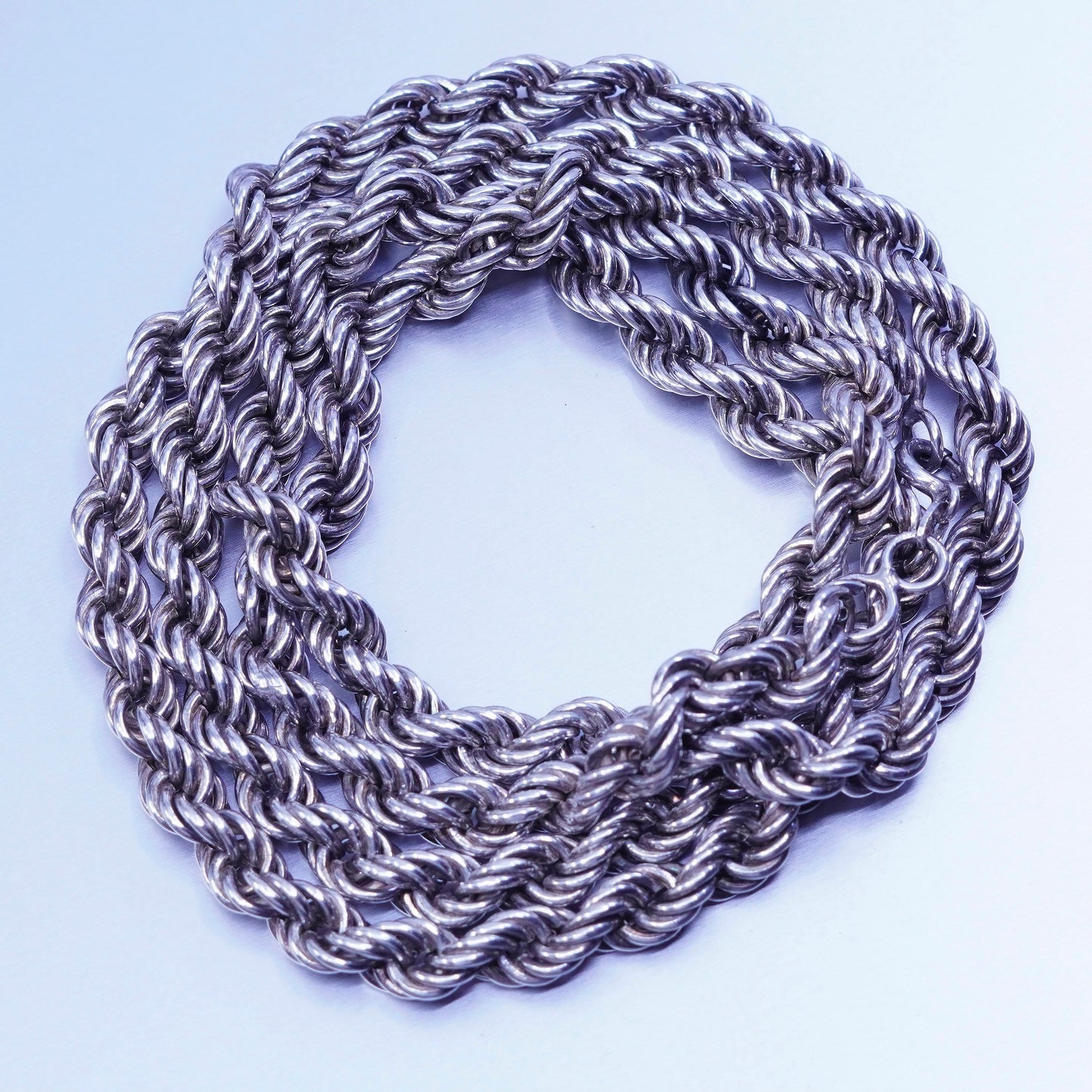 30” 6mm, vintage Sterling 925 silver bold rope chain necklace