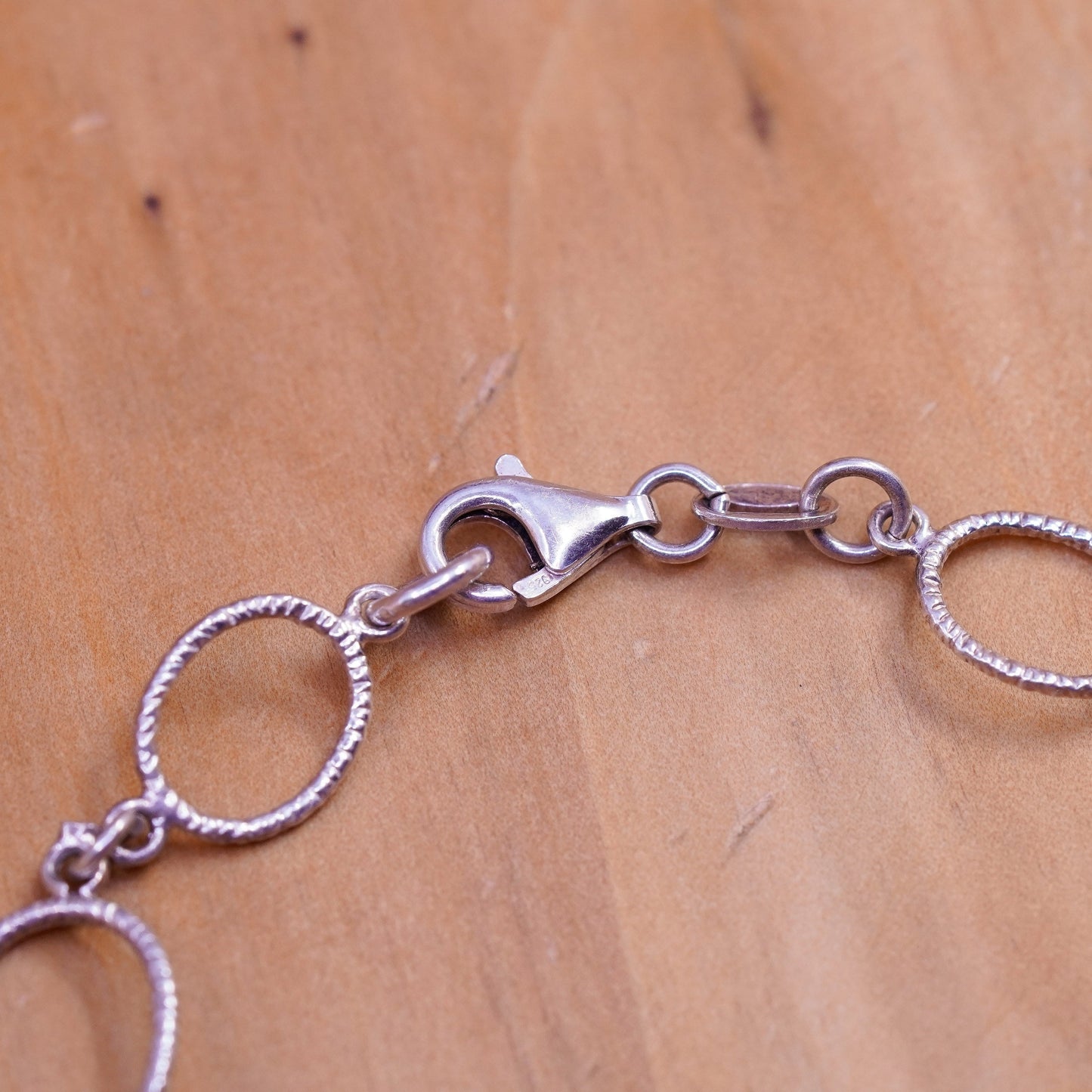 7.5”, vintage Sterling silver handmade bracelet, textured 925 oval links