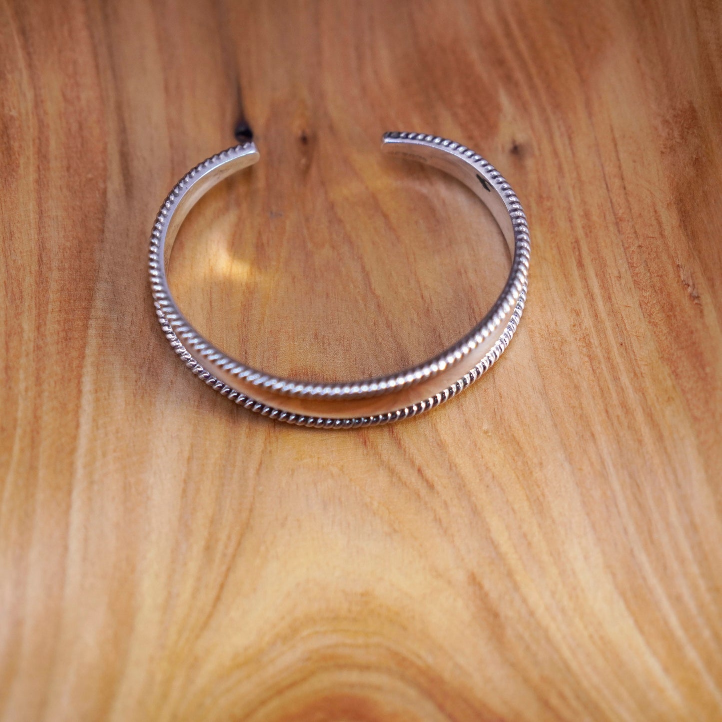 6.5”, Vintage Sterling silver handmade bracelet, southwestern 925 cuff w/ cable