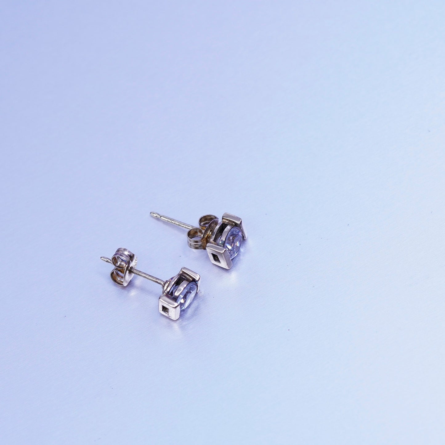 Vintage vermeil gold filled Sterling 925 silver earrings, studs with Cz inlay