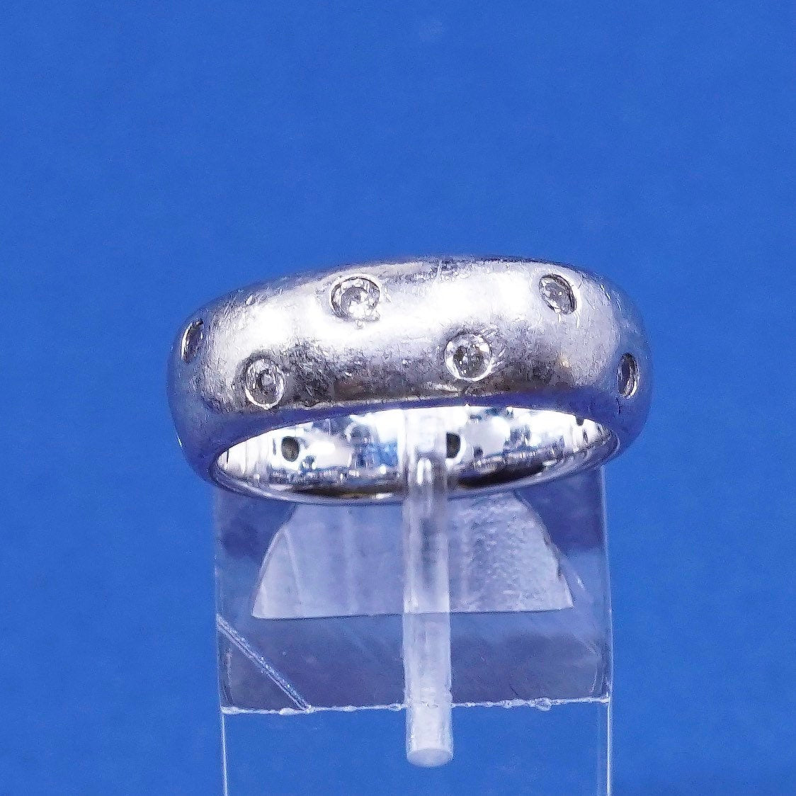 Size 7 vtg Sterling silver handmade ring, 925 band w/ cz 925 SW CZ China