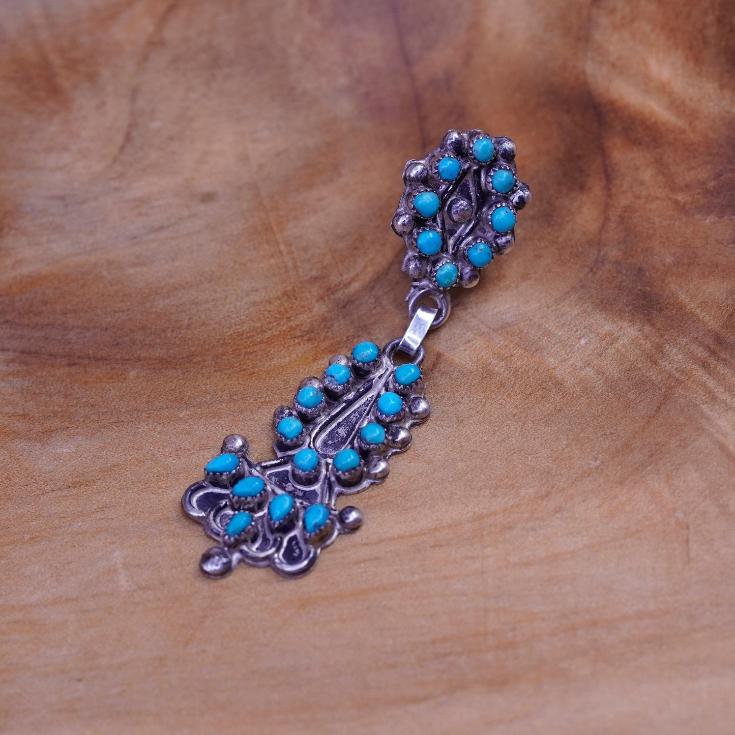 Vintage Native American Navajo Sterling 925 silver handmade earrings turquoise