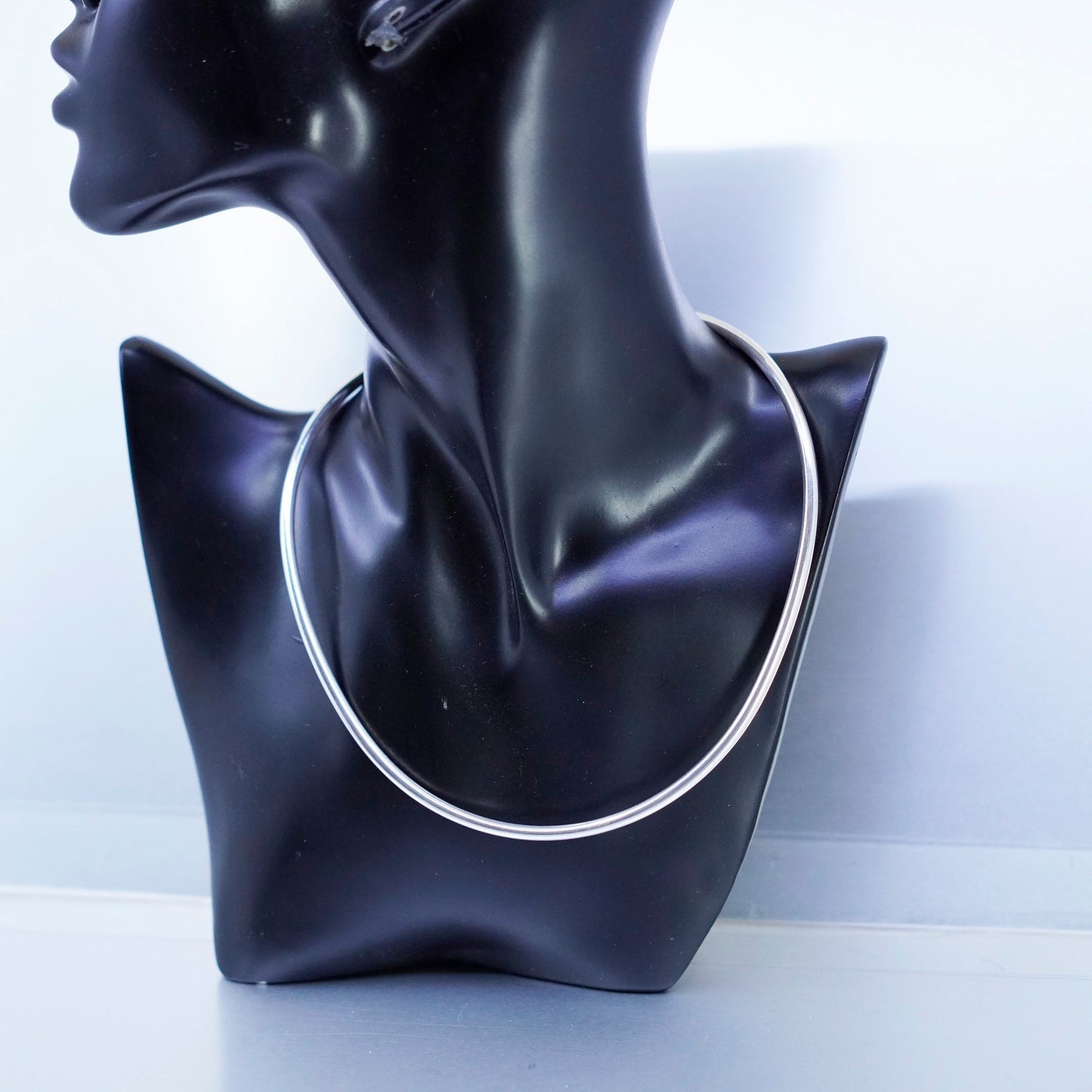 14”, vintage Mexico Sterling 925 silver handmade choker collar necklace