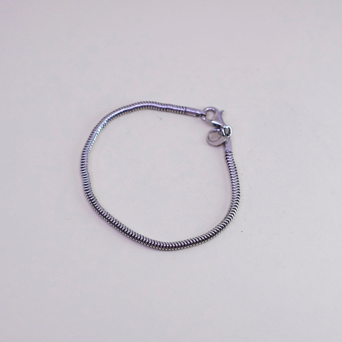 7.25”, 3mm, vintage Italy Sterling 925 silver bracelet, bold snake chain