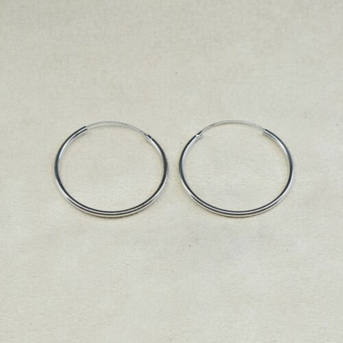 1.5", Vintage Sterling Silver Handmade Earrings, Fine 925 Silver Huge Hoops