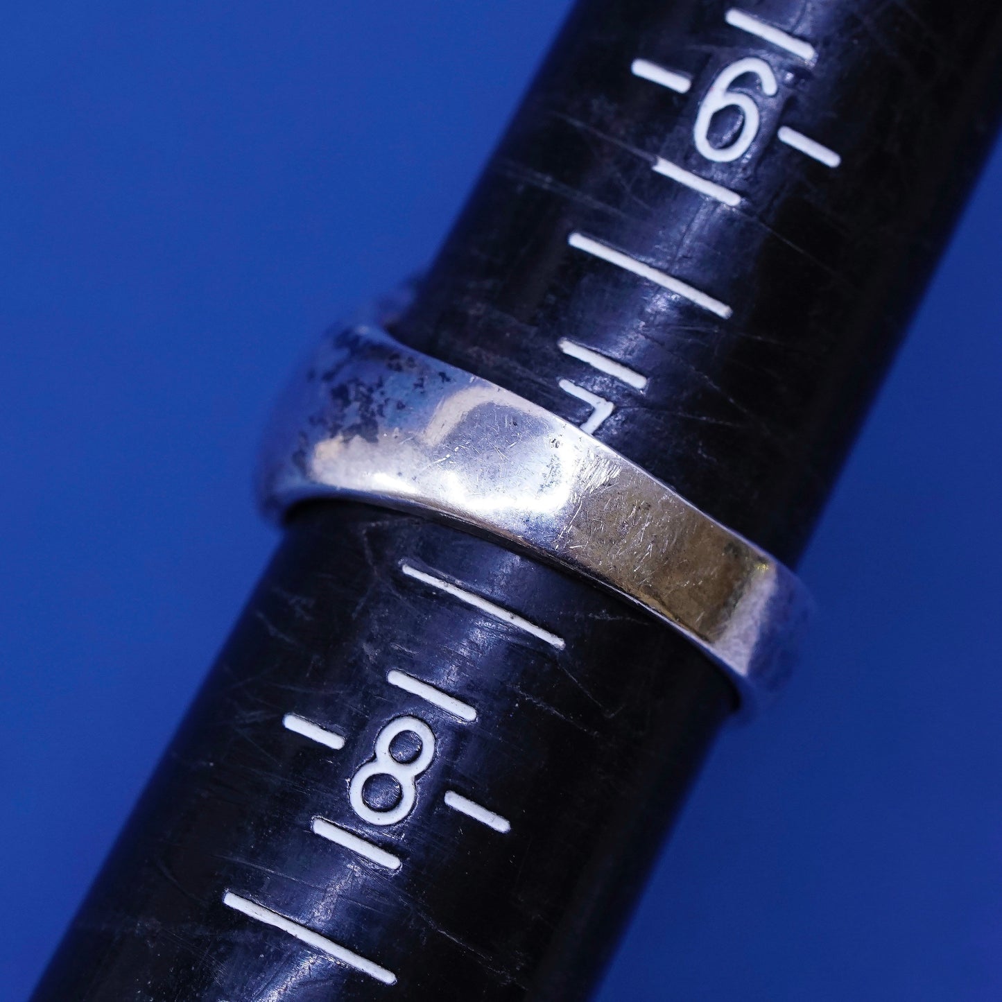 sz 7, vtg Sterling silver handmade ribbed ring, 925 statement ring