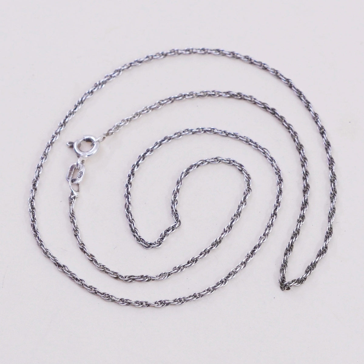 17”, Vintage sterling silver India 925 silver twisted curb chain, necklace