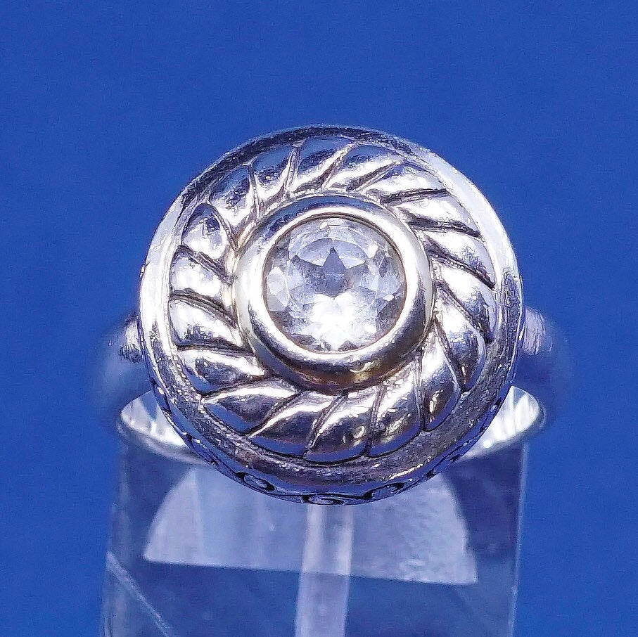 Size 7.25, vtg Brighton sayan Sterling silver handmade ring, 925 ring w/ cz