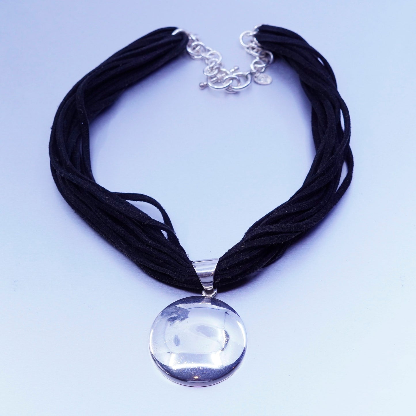 17”, Silpada N1107 Sterling 925 Silver Black Leather Multi Strand Necklace