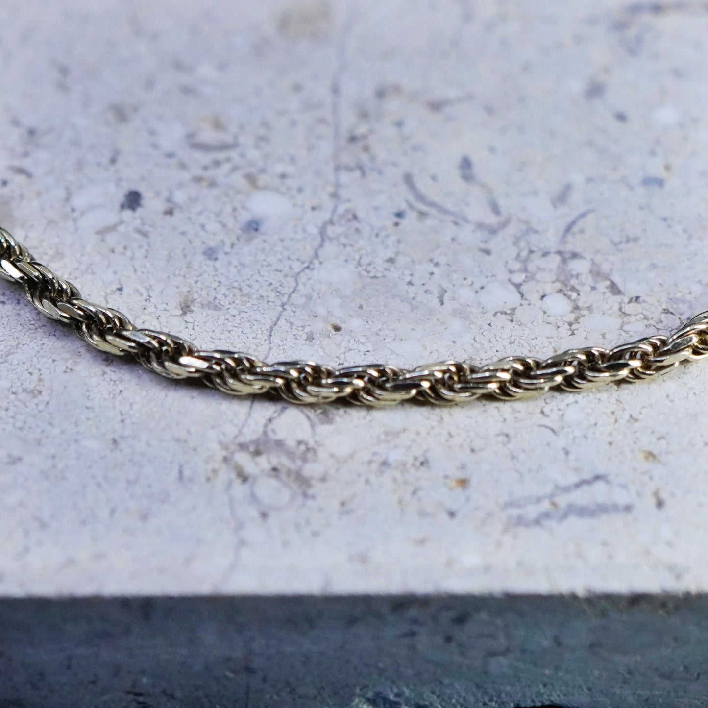 7.75”, Danecraft gold over Sterling silver handmade bracelet, 925 rope chain