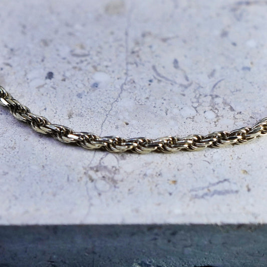 7.75”, Danecraft gold over Sterling silver handmade bracelet, 925 rope chain