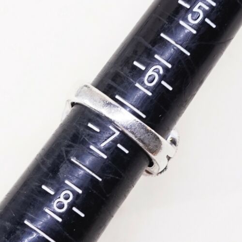 Sz 6.75, Vtg Sterling Silver Handmade Ring, 925 W/ Cluster Black Diamond Flower