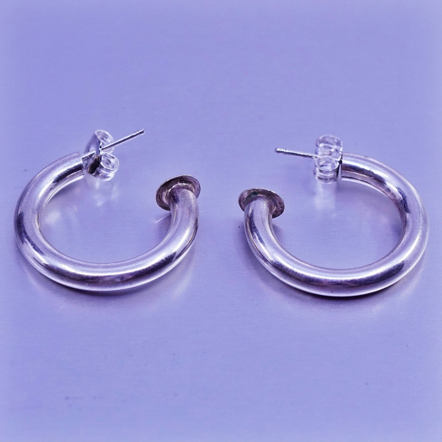 0.75”, vintage Sterling silver handmade earrings, 925 hoops