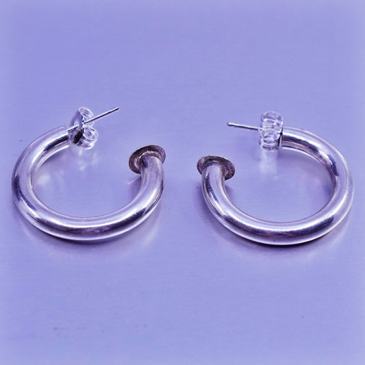 0.75”, vintage Sterling silver handmade earrings, 925 hoops