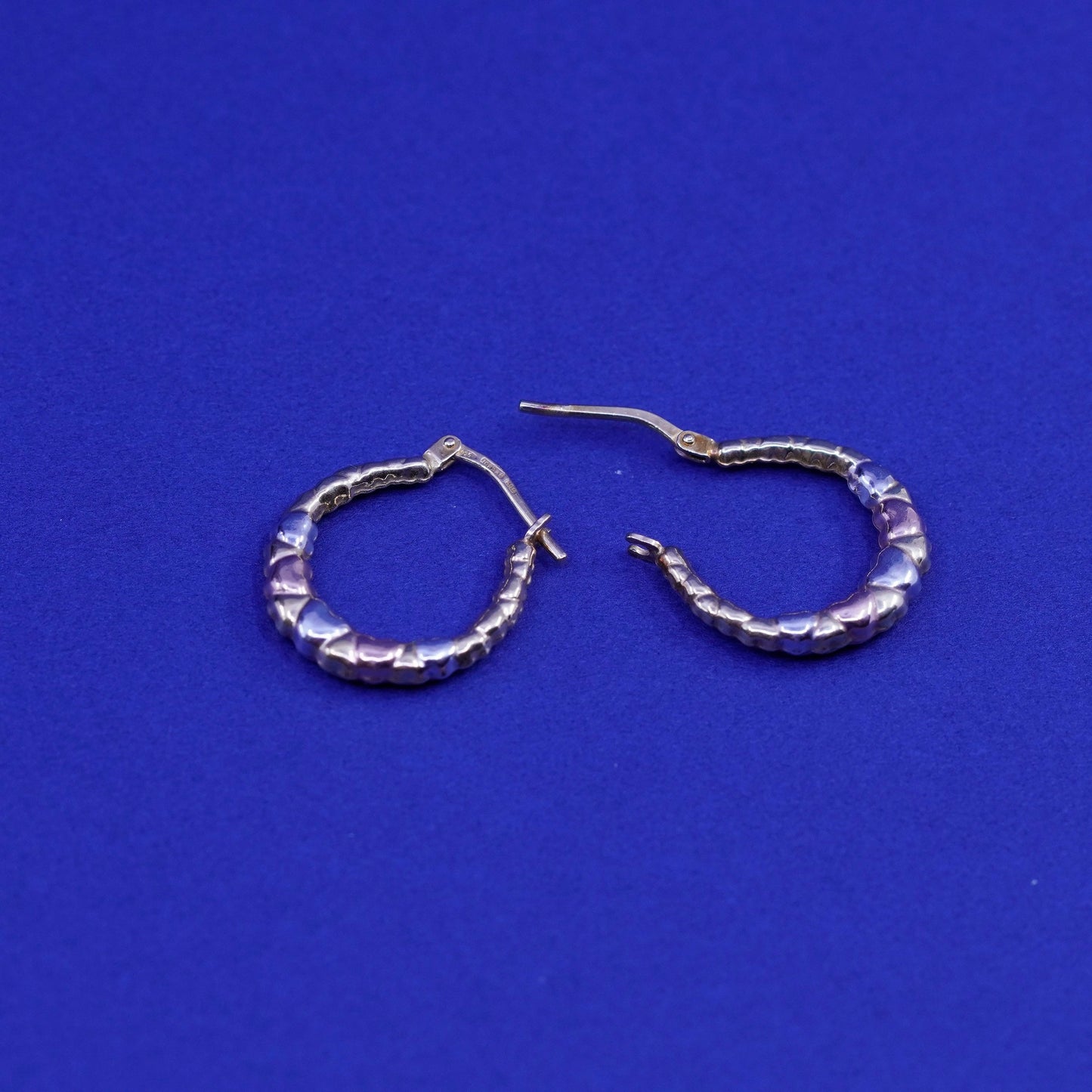 0.75”, vintage Jordan vermeil gold Sterling 925 silver handmade hoop earrings
