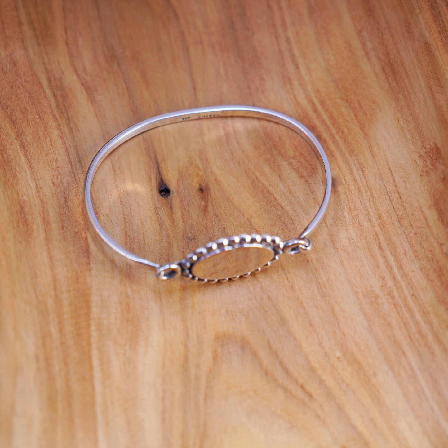 7”, antique sterling silver handmade bracelet, 925 bangle name tag monogram HCG